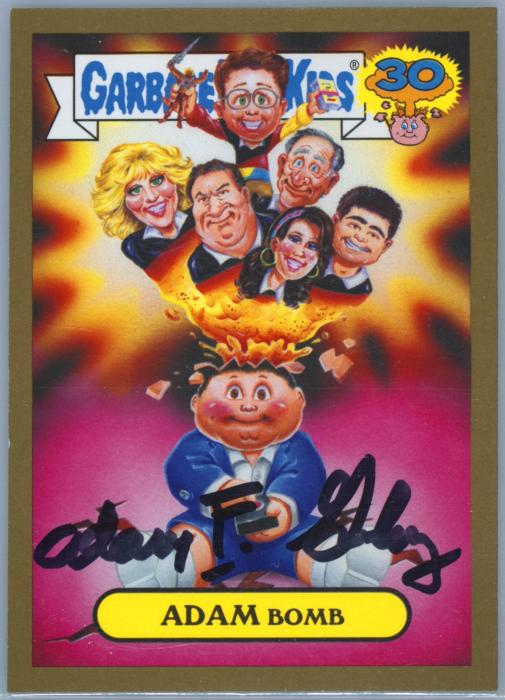2015 Topps Garbage Pail Kids 30th Anniversary Checklist Gold #2a Adam Bomb front