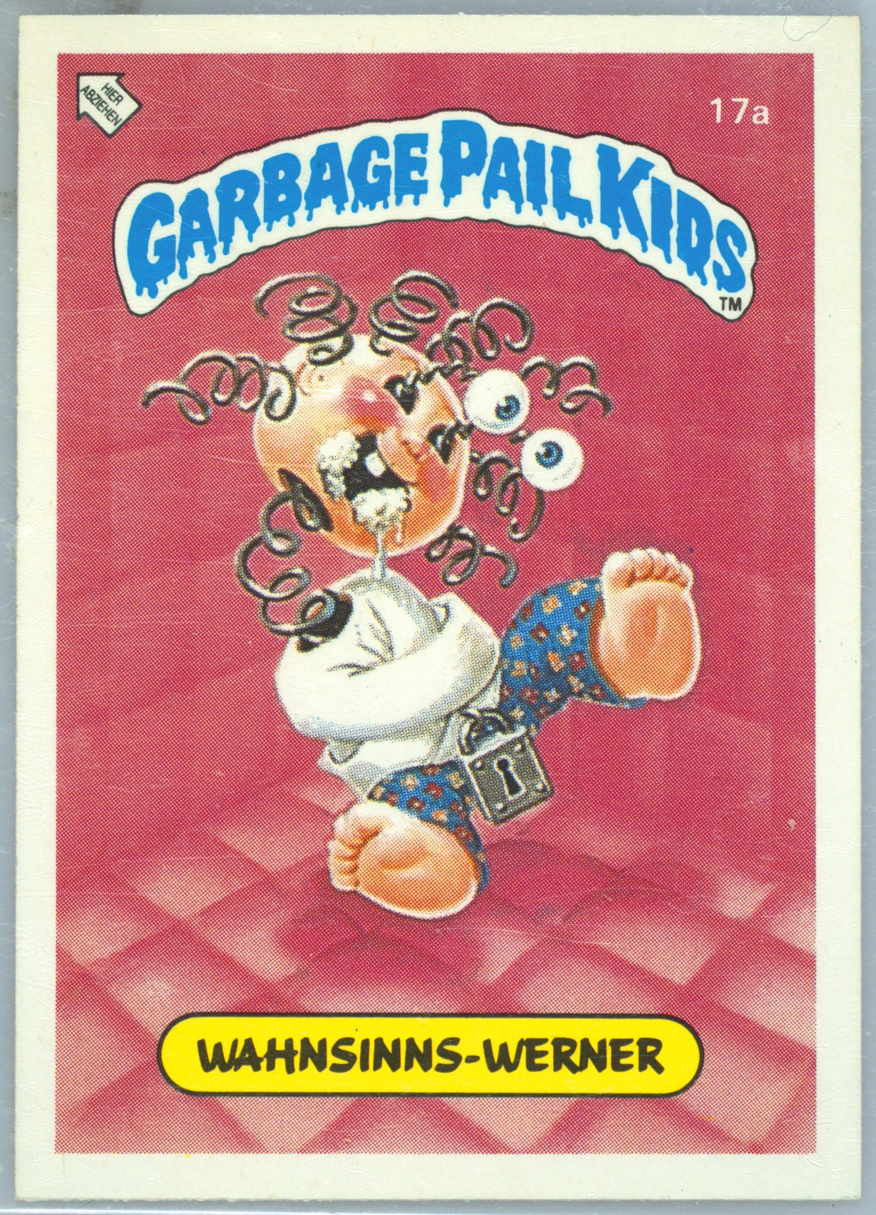 1986 Topps Garbage Pail Kids Stickers-Mini German #17a Wahnsinns-Werner front
