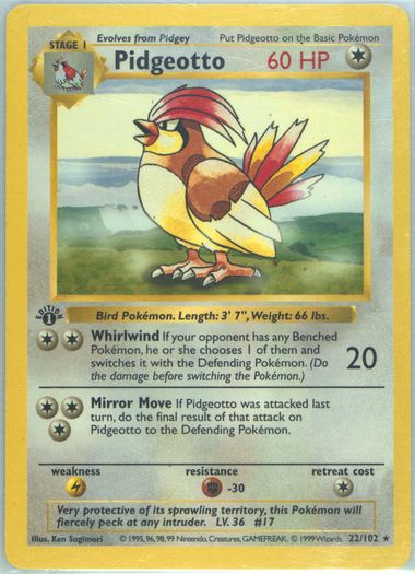 Auction Prices Realized Tcg Cards 1999 POKEMON GAME Pidgeotto