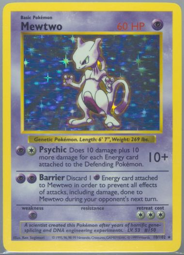 Auction Prices Realized Tcg Cards 1999 POKEMON GAME Mewtwo-Holo