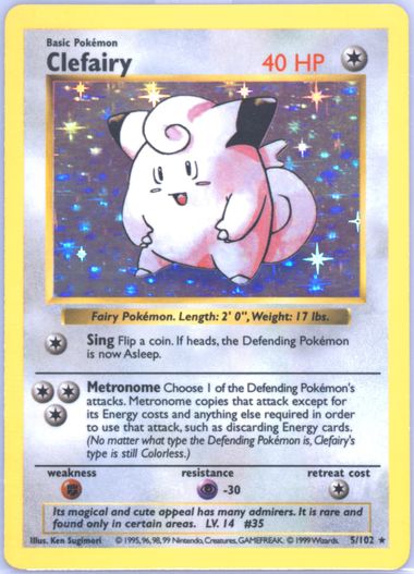 Auction Prices Realized Tcg Cards 1999 POKEMON GAME Clefairy