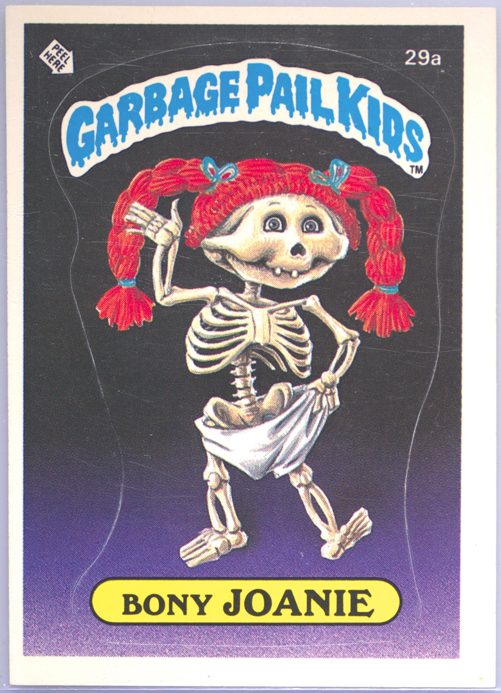 1985 Topps Garbage Pail Kids Original Series 1 Checklist #29a Bony Joanie front