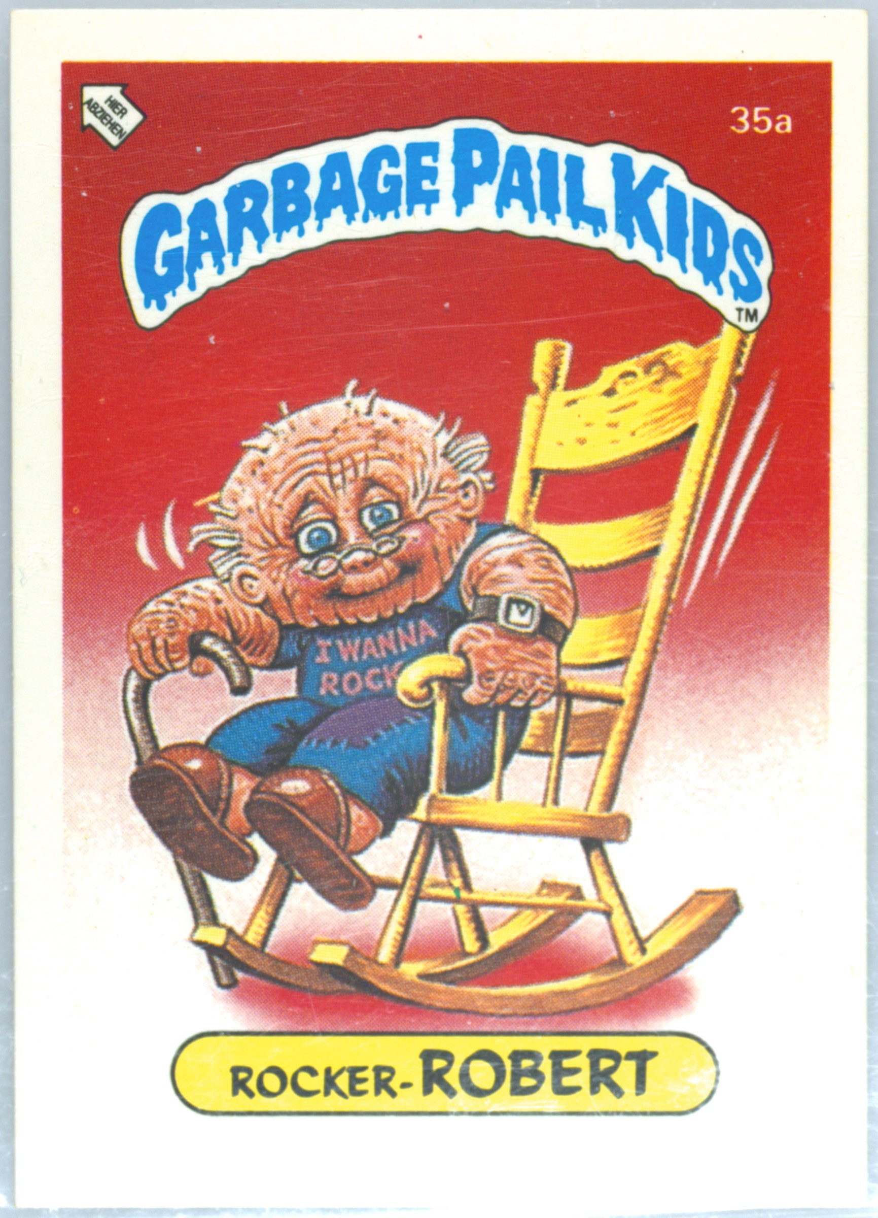 1986 Topps Garbage Pail Kids Stickers-Mini German #35a Rocker-Robert front