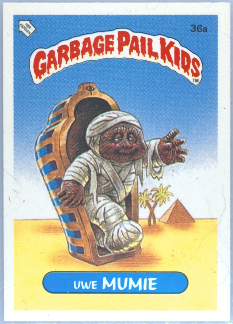 1986 Topps Garbage Pail Kids Stickers-Mini German #36a Uwe Mumie front