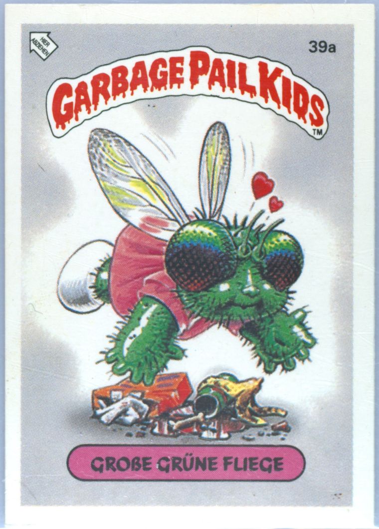 1986 Topps Garbage Pail Kids Stickers-Mini German #39a Grobe Grune Fliege front