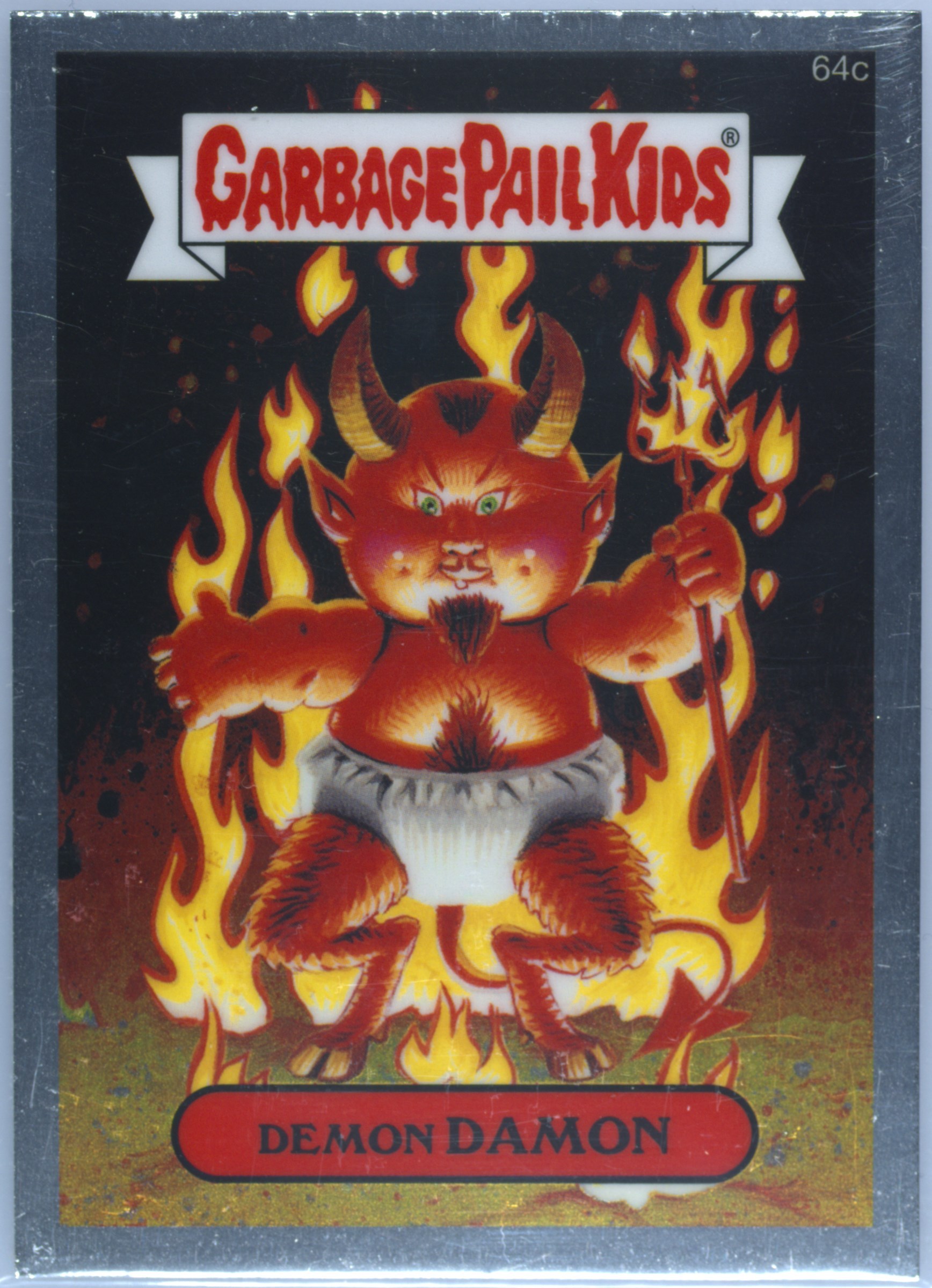 2014 Topps Garbage Pail Kids Chrome Series 2-C Variations #64c Demon Damon front