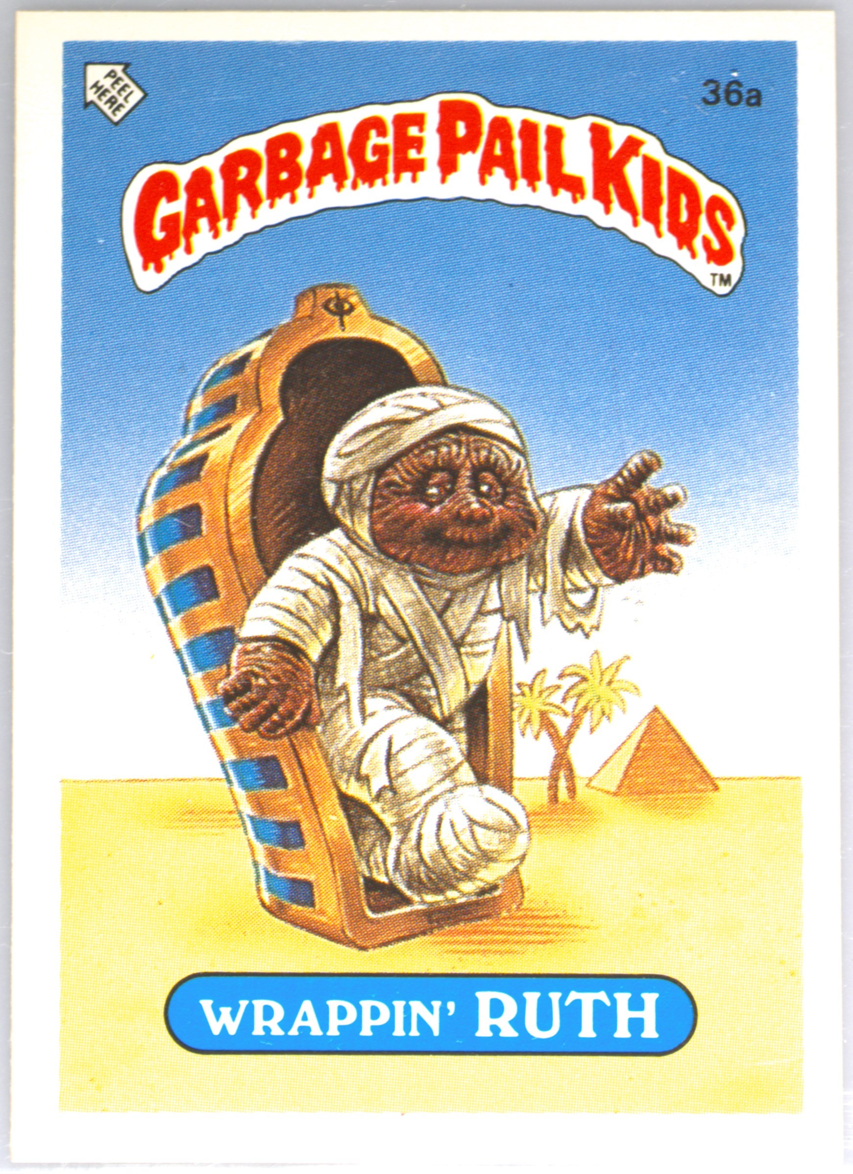 1986 Topps Garbage Pail Kids Stickers-U.K. Minis #36a Wrappin' Ruth front