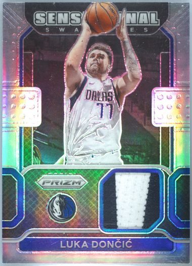 Luka Doncic 2021 Sensational Swatches top Orange Ice Game-Used #LDC PSA 10 (POP 5)