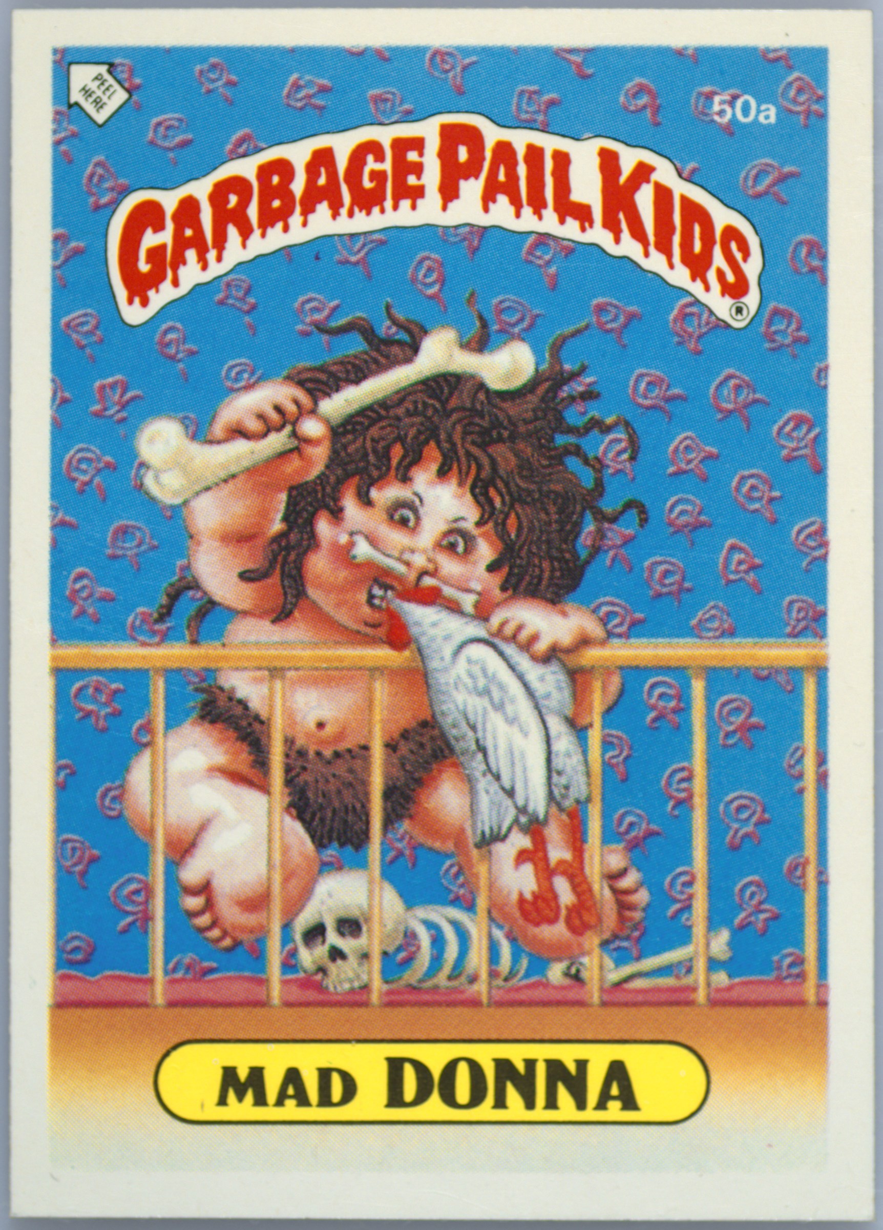 1986 Topps Garbage Pail Kids Stickers-U.K. Minis #50a Mad Donna front