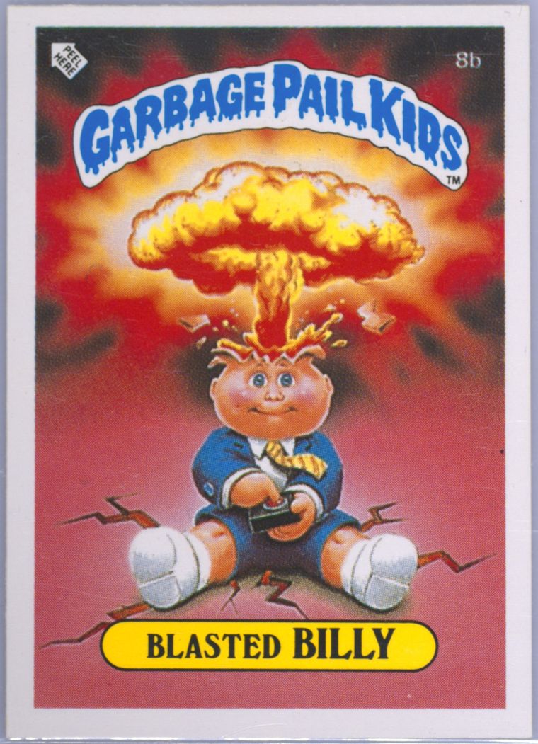 1986 Topps Garbage Pail Kids Stickers-U.K. Minis #8b Blasted Billy Checklist front