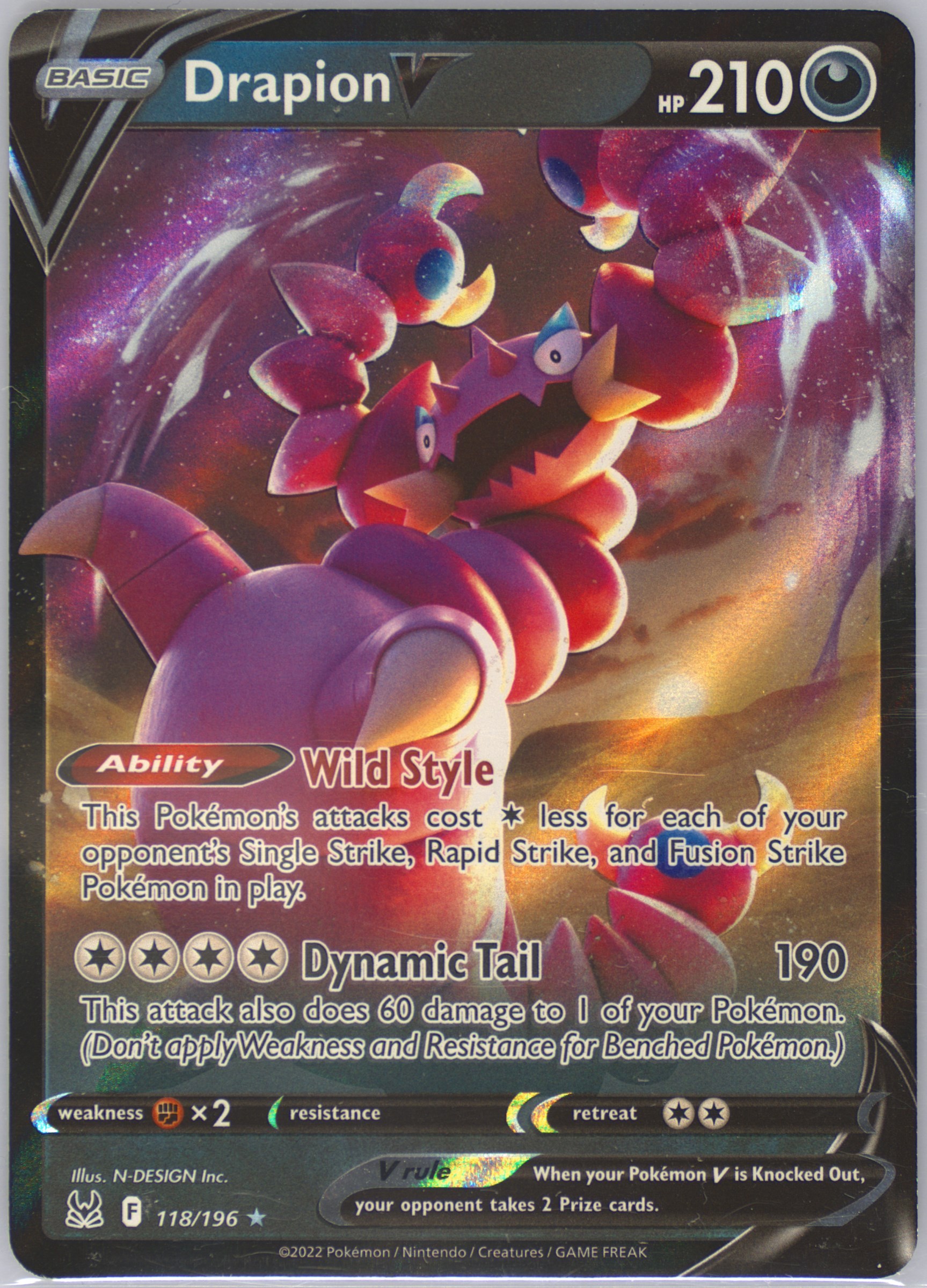 drapion v pokemon card value Drapion V 106/185 Holo Rare Pokemon Card Near Mint main image 0