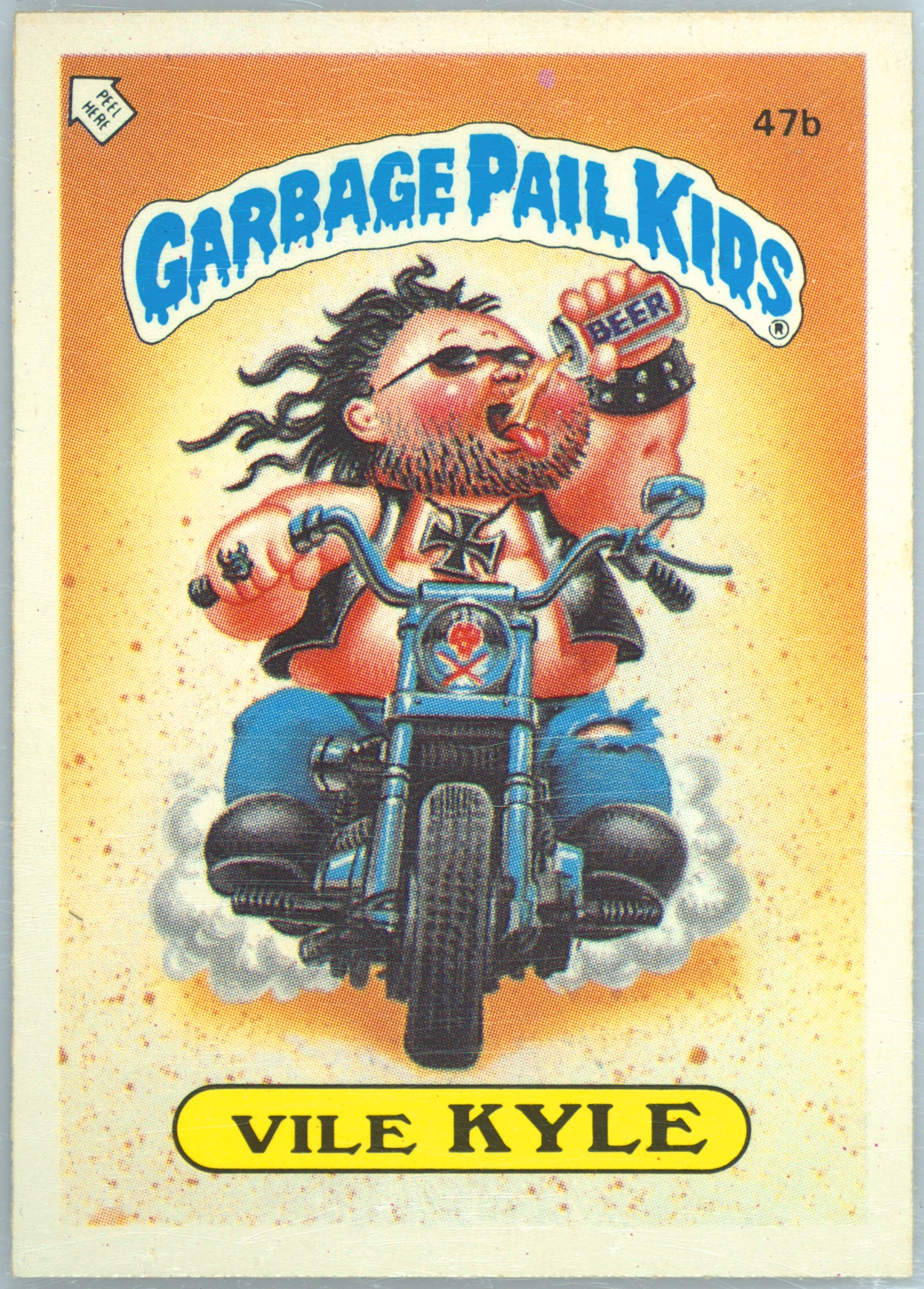 1986 Topps Garbage Pail Kids Stickers-U.K. Minis #47b Vile Kyle front