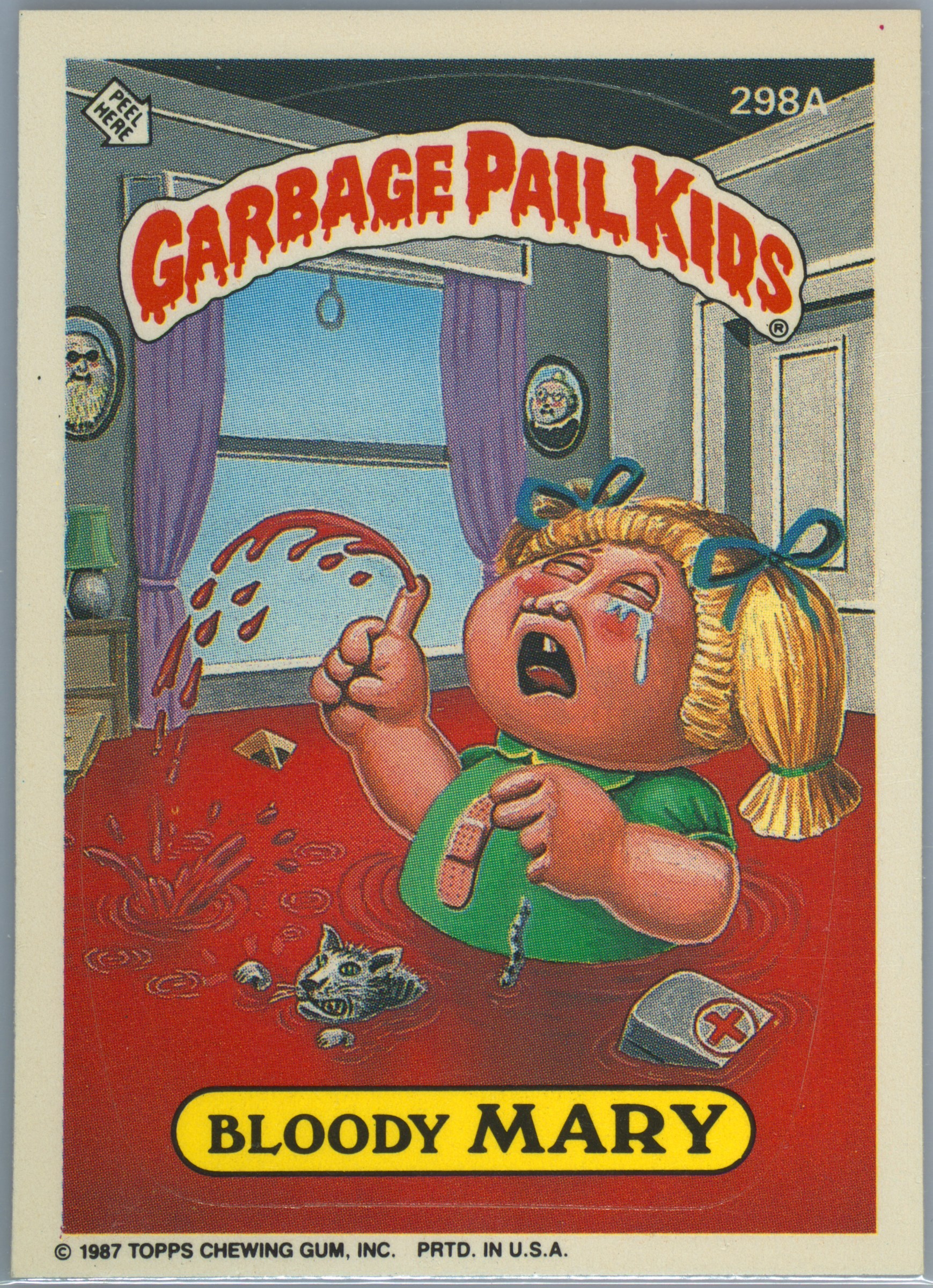 1987 Topps Garbage Pail Kids Original Series 8 "Age Pail" Back #298a Bloody Mary front