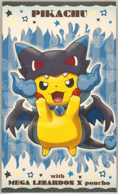 PSA8 MEGA LIZARDON X poncho 名刺 2015 2015 Pokemon Japanese XY Promo Business Card Poncho Pikachu