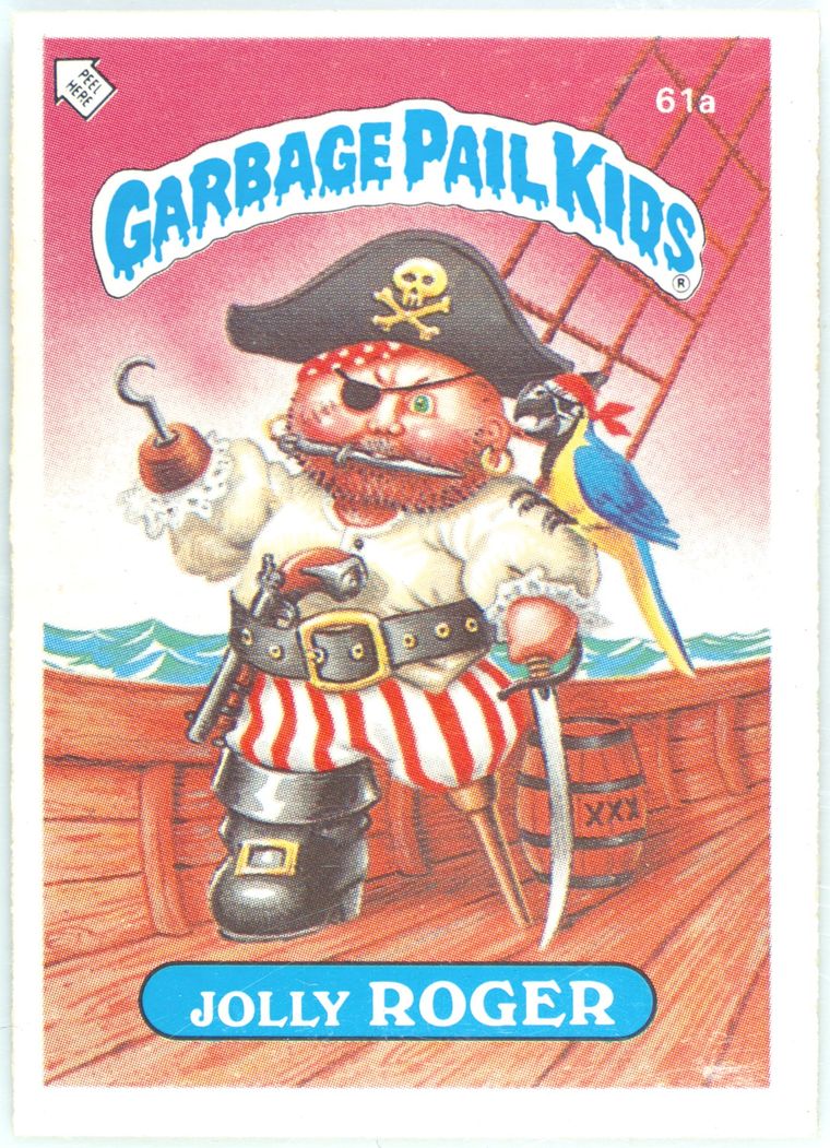 1986 Topps Garbage Pail Kids Stickers-U.K. Minis #61a Jolly Roger front