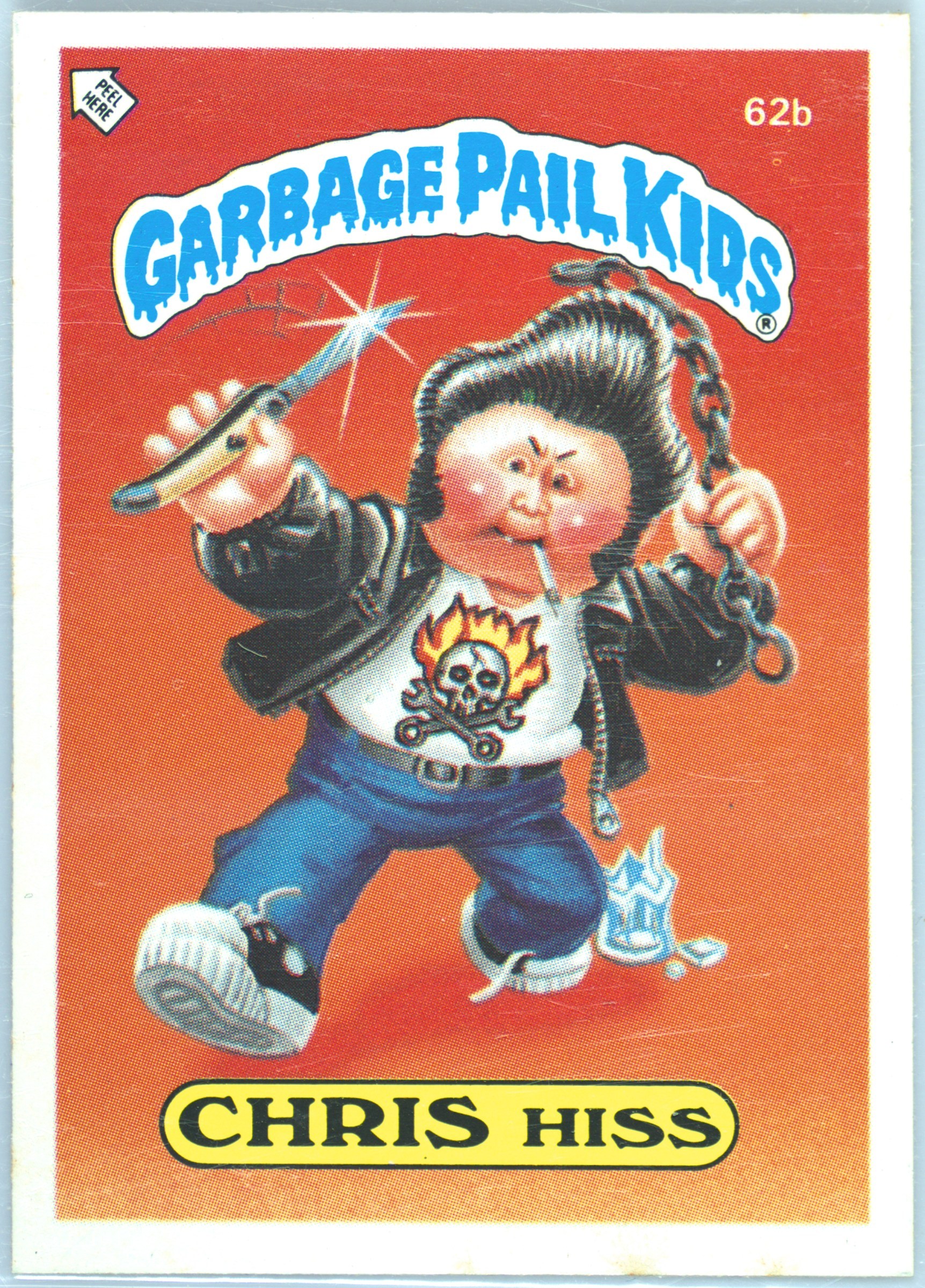 1986 Topps Garbage Pail Kids Stickers-U.K. Minis #62b Chris Hiss front