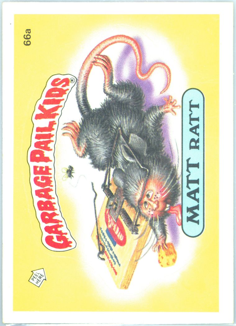 1986 Topps Garbage Pail Kids Stickers-U.K. Minis #66a Matt Ratt front