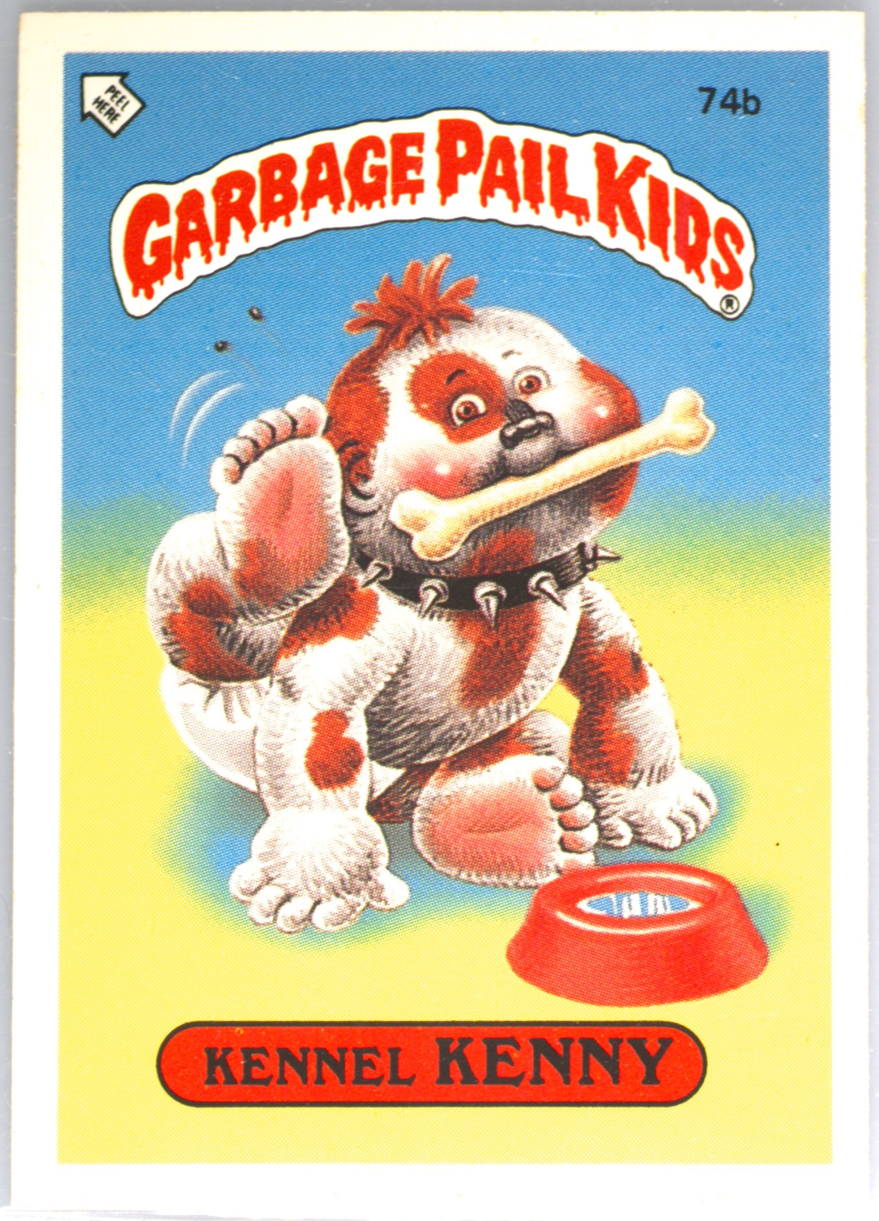 1986 Topps Garbage Pail Kids Stickers-U.K. Minis #74b Kennel Kenny front