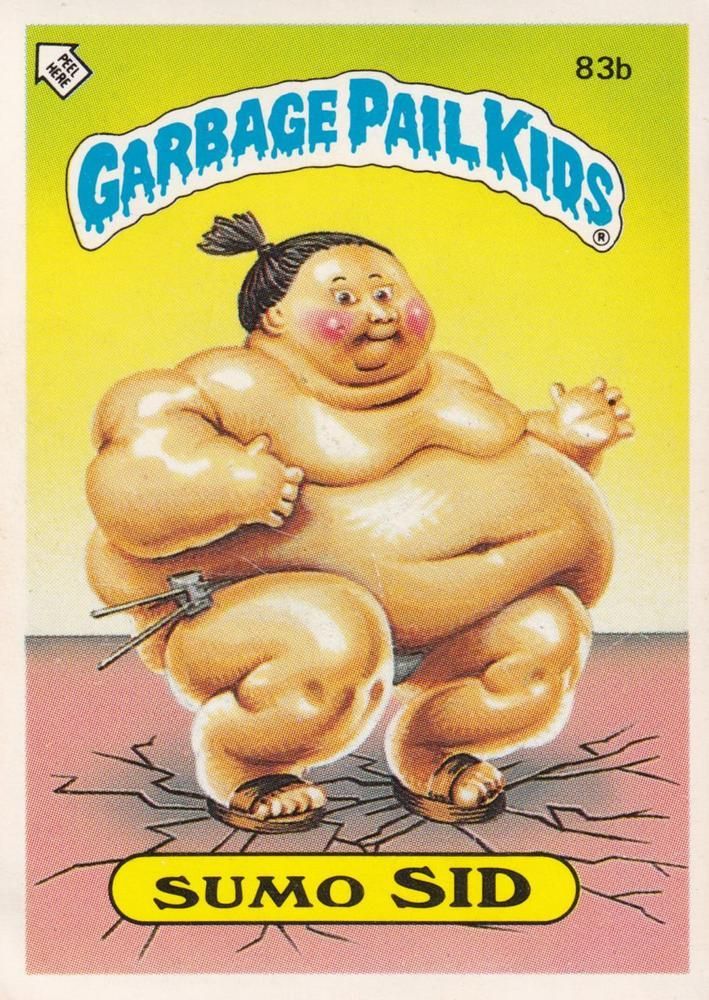 1986 Topps Garbage Pail Kids Stickers-U.K. Minis #83b Sumo Sid front