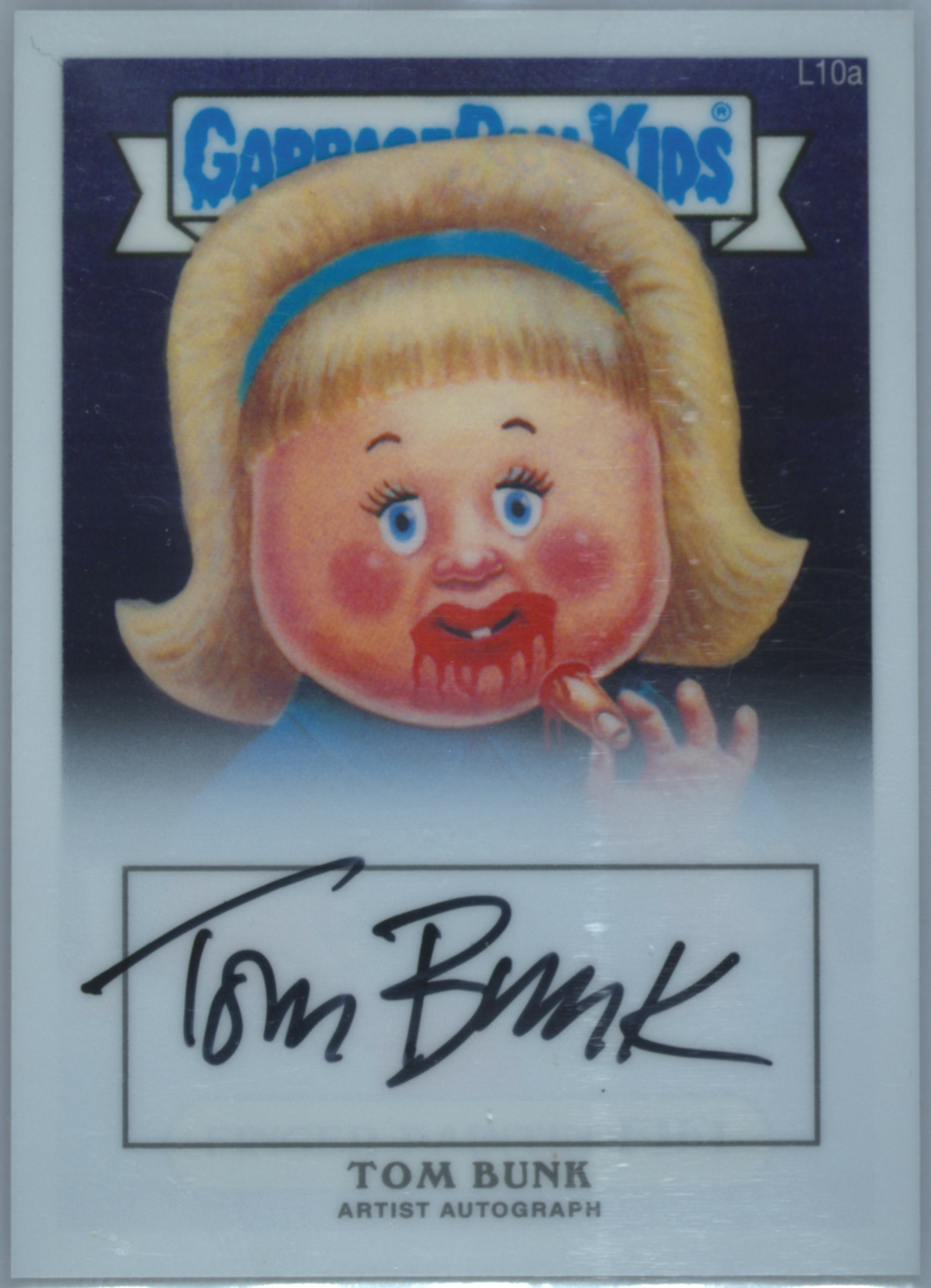 2013 Topps 2013 Garbage Pail Kids Chrome Series 1 Artist Auto #L10a Tom Bunk front