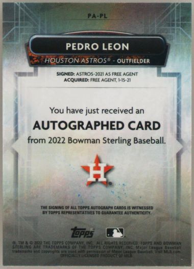 Pedro newest Leon autographed card