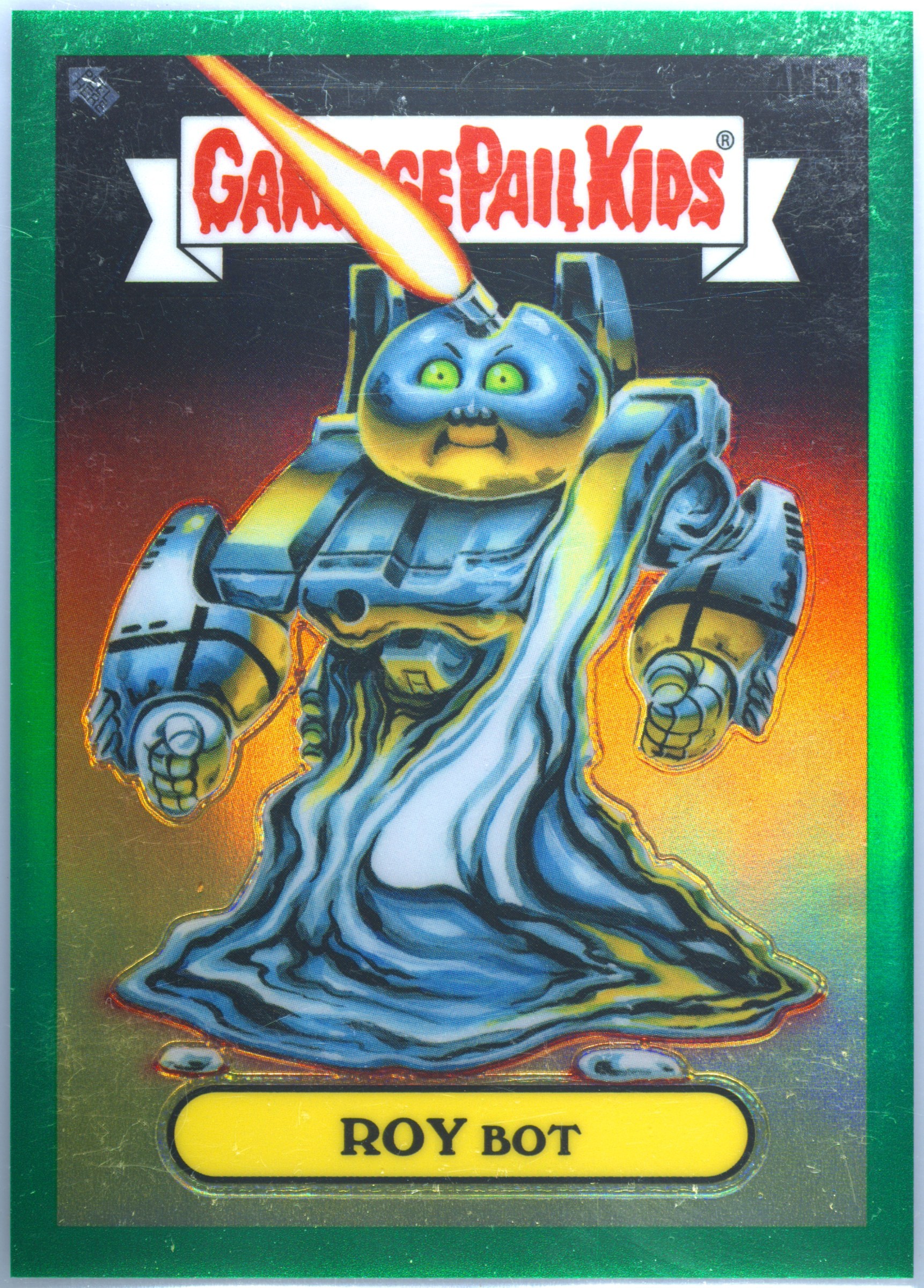2021 Topps Garbage Pail Kids Chrome Green Refractor #an5a Roy Bot front