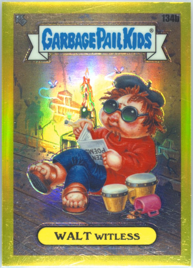 2021 Topps Garbage Pail Kids Chrome Yellow Refractor #134b Walt Witless front