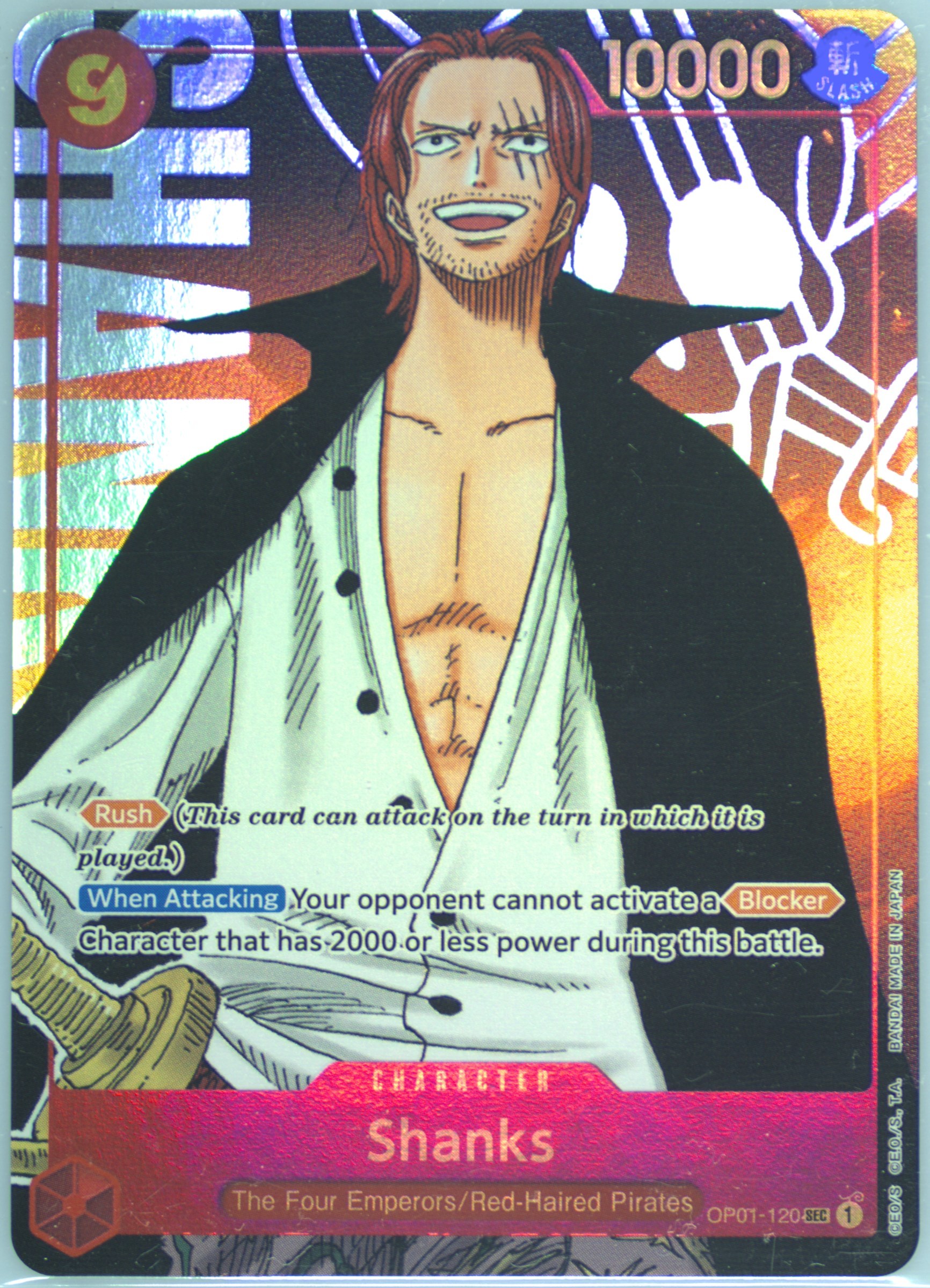 one piece card game manga shanks OP01-120(PRB01版)] Shanks SEC/SP〈Manga Parallel〉＜PRB01＞ – Buy Online at  Omotenashi TCG main image 1