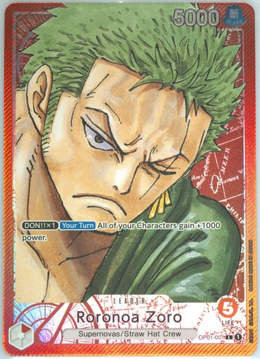 ONE PIECE Card Game Promo Roronoa Zoro Alt Art OP01-001 L