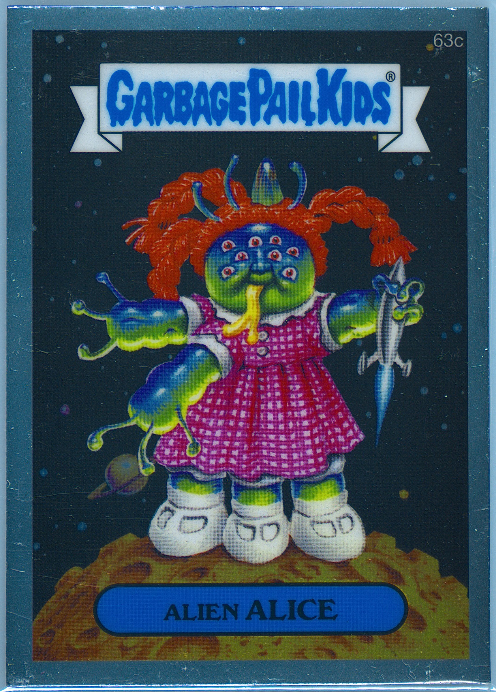 2014 Topps Garbage Pail Kids Chrome Series 2-C Variations #63c Alien Alice front