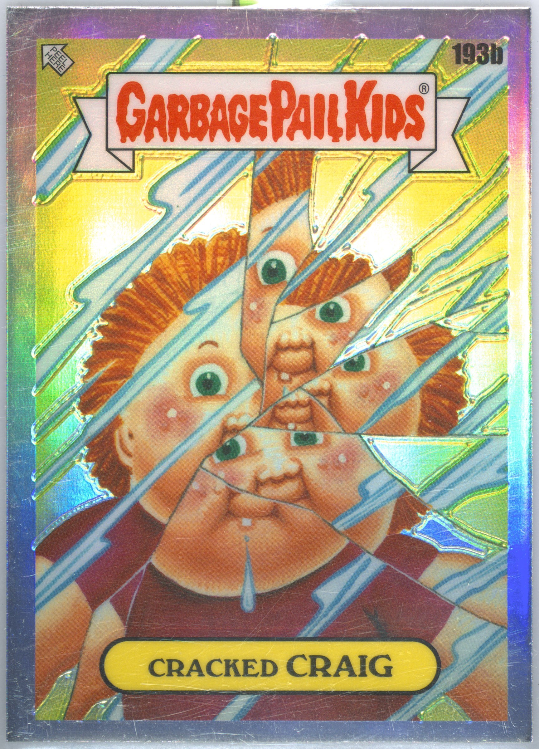 2022 Topps Garbage Pail Kids Chrome Refractor #193b Cracked Craig front
