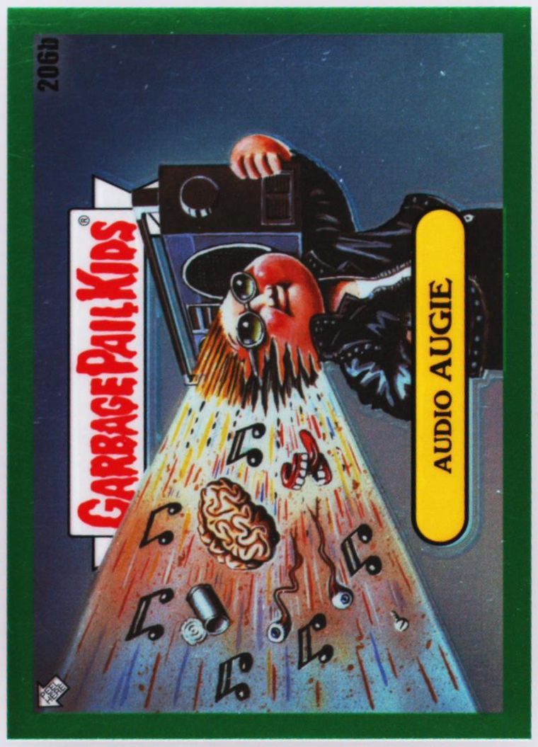 2022 Topps Garbage Pail Kids Chrome Green Refractor #206b Audio Augie front