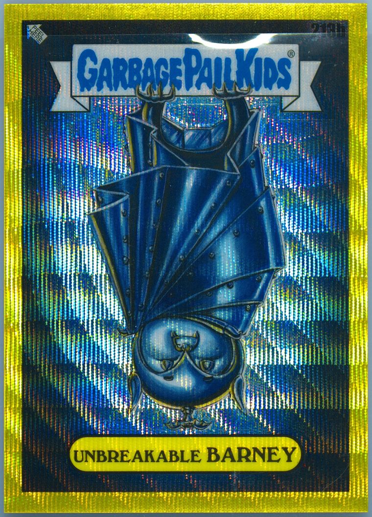 Unbreakable Barney #213b Yellow Wave Refractor