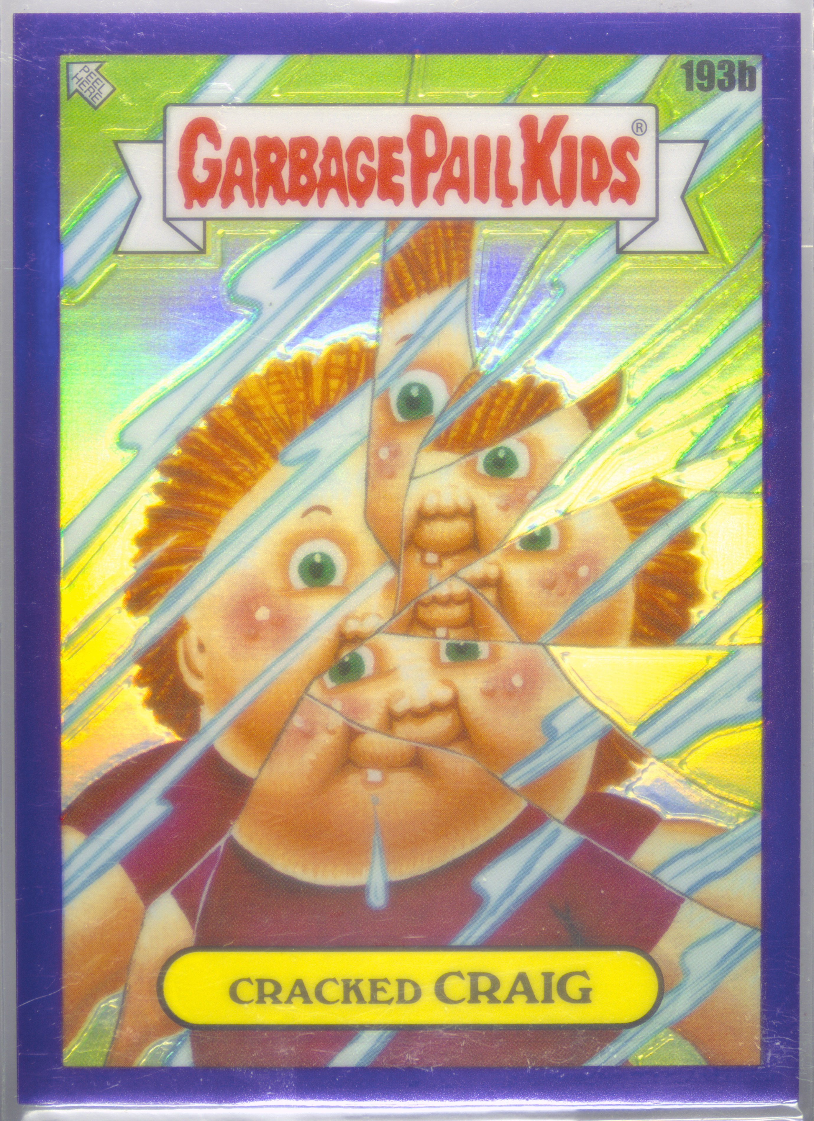2022 Topps Garbage Pail Kids Chrome Purple Refractor #193b Cracked Craig front