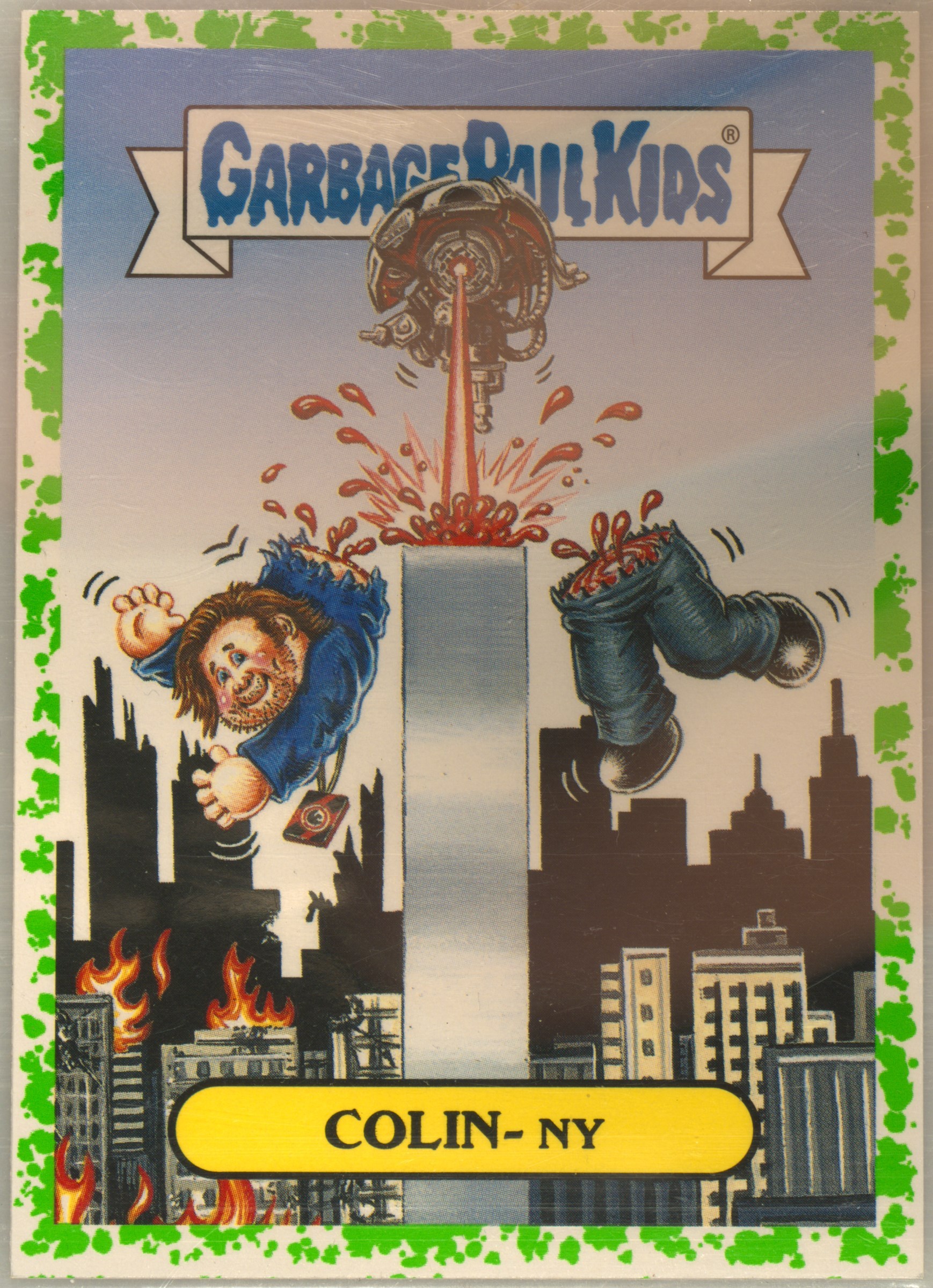 2016 Topps Garbage Pail Kids Trashy Tv Sci-Fi Tv Series Sticker Puke #8a Colin- Ny front