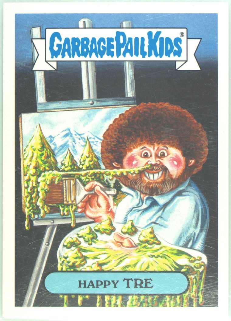 2018 Topps Garbage Pail Kids Series 1 80'S Celebrities Stickers #7b Happy Tre front