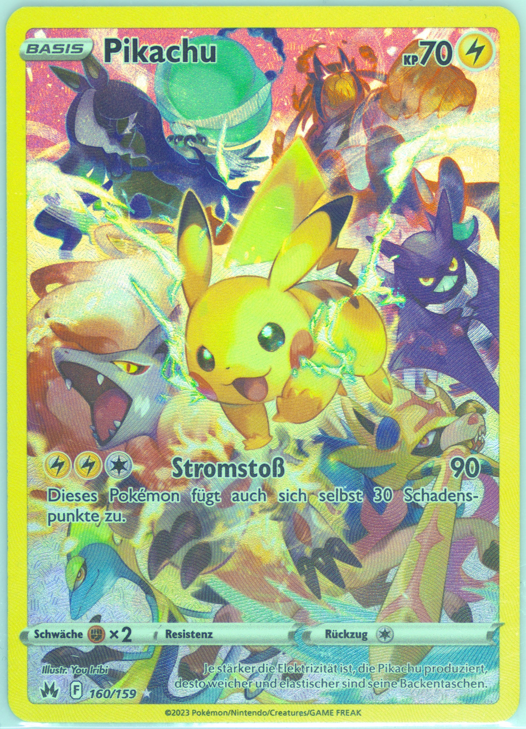pokemon card art pikachu Pokemon Crown Zenith Secret Rare Holo Pikachu #160