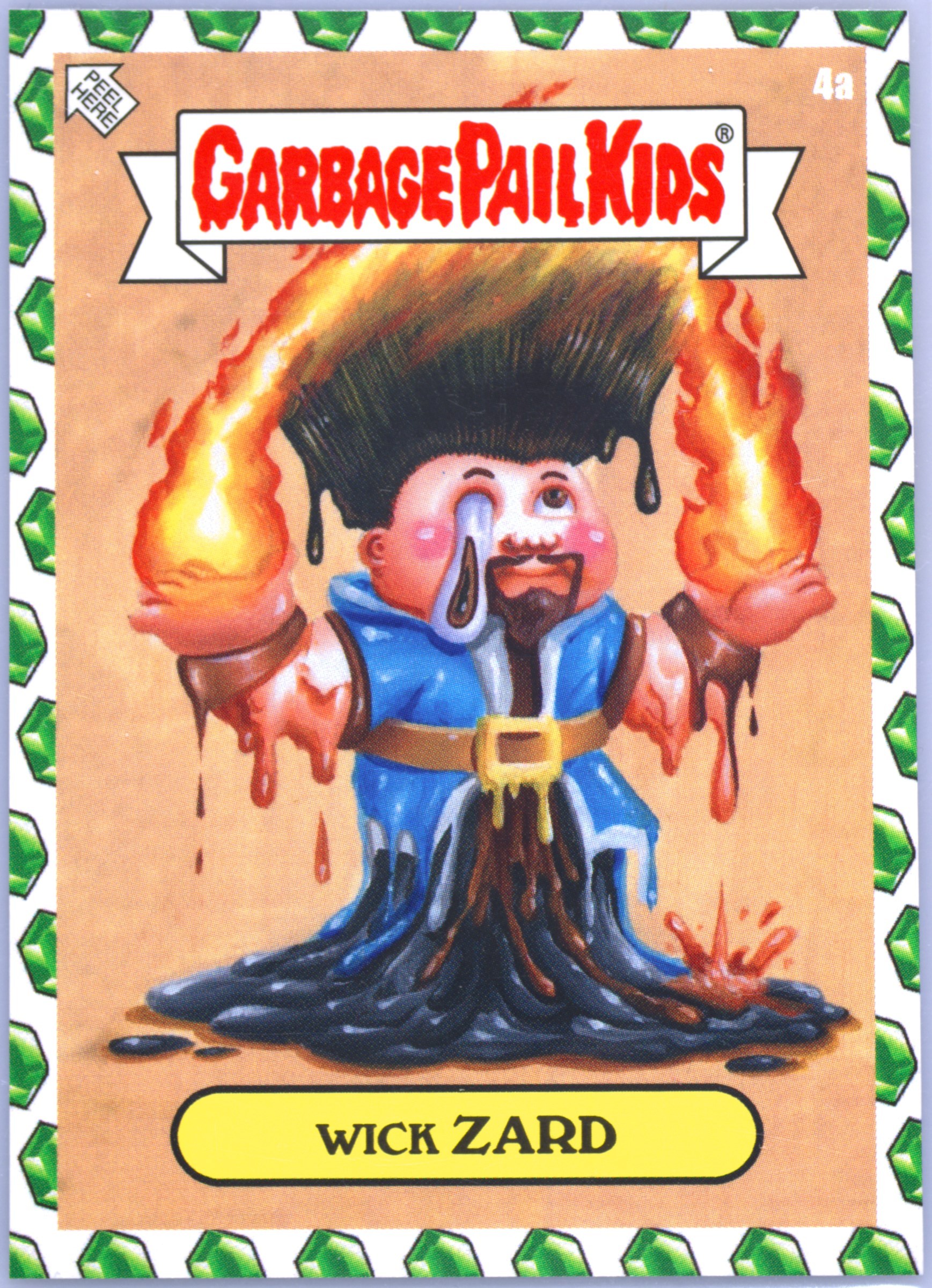 2022 Topps Garbage Pail Kids X Clash of Clans Green Gem #4a Wick Zard front