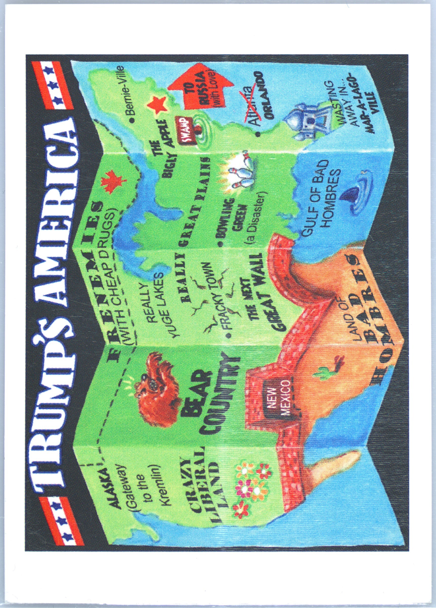 2017 Topps Garbage Pail Kids Trumpocracy The First 100 Days #63 Trump'S Map Of America front