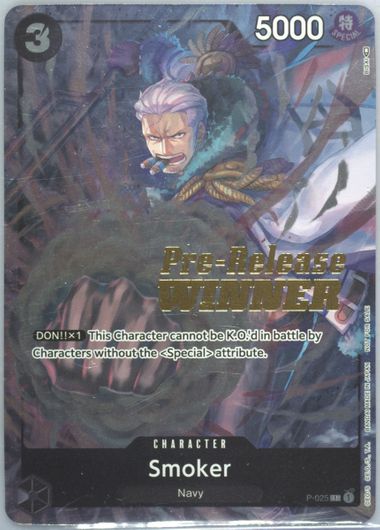 スモーカー　Pre-Release WINNER　PSA10 One Piece TCG Smoker Pre-Release Winner P-025 PSA 10 GEM