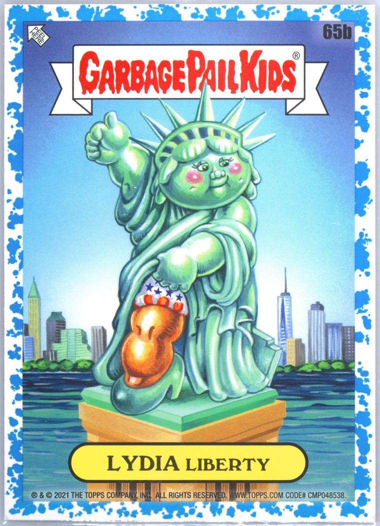 2023 Topps Garbage Pail Kids Go On Vacation Spit Blue #65b Lydia Liberty front