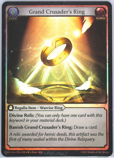 Grand Crusader's Ring - Dawn of Ashes Alter Edition - Grand