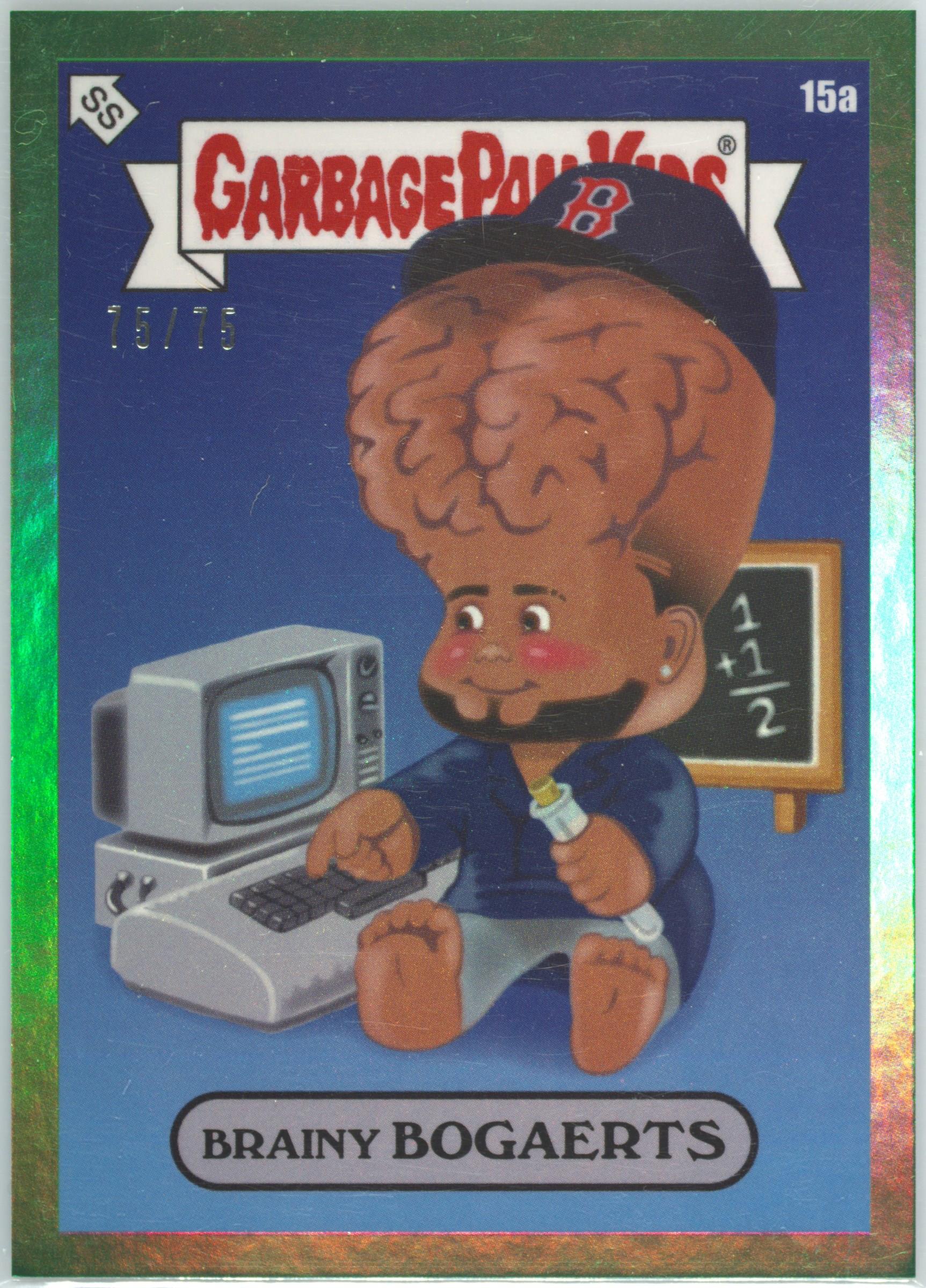 2022 Topps Garbage Pail Kids GPK X Mlb Series 1 Keith Shore Green Foil #15a Brainy Bogaerts front