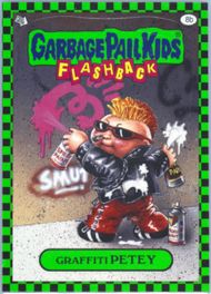 2010 Topps Garbage Pail Kids Stickers Flashback Green #8b Graffiti Petey front
