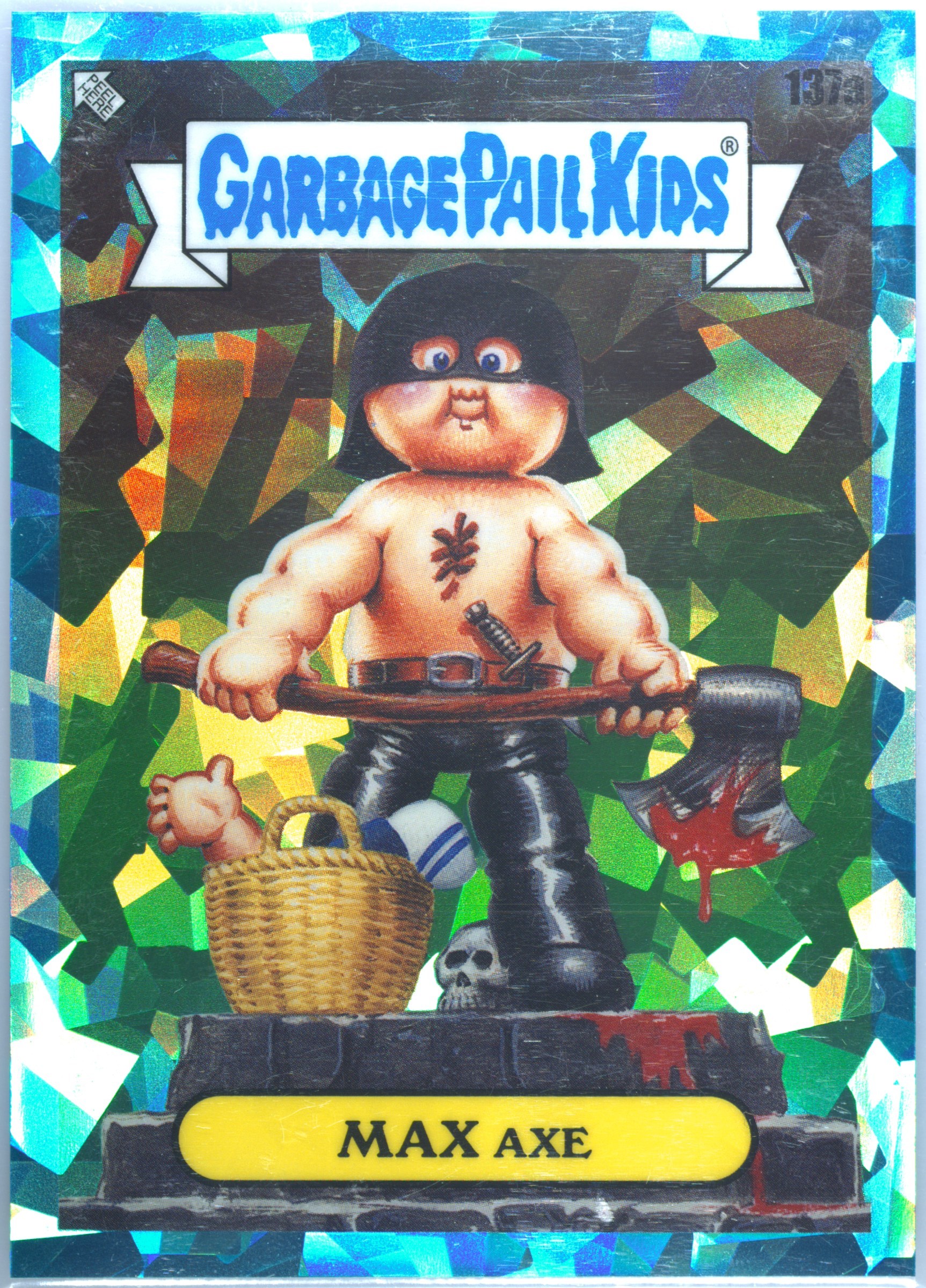 2021 Topps Garbage Pail Kids Sapphire Edition Aqua #137a Max Axe front