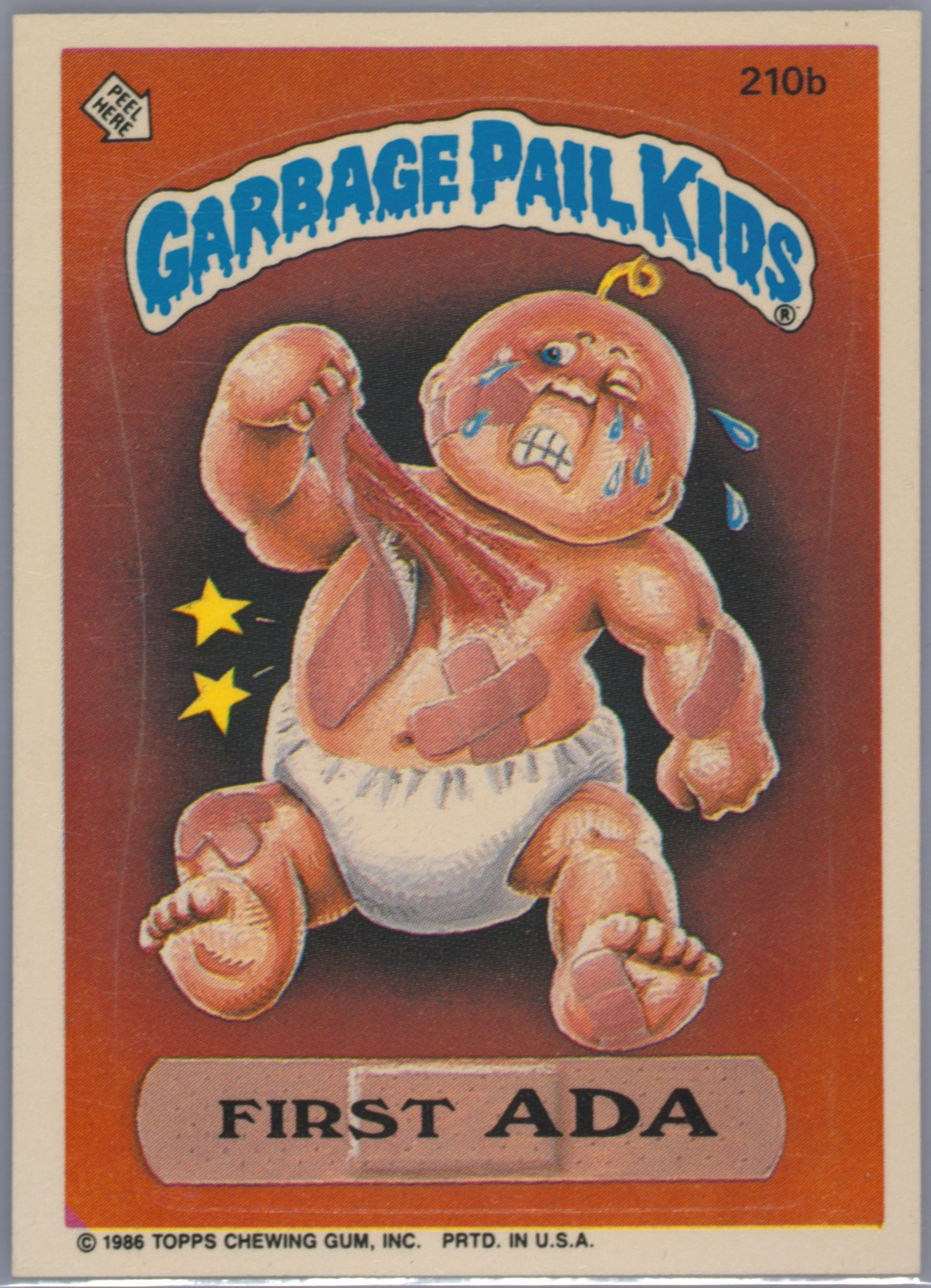 1986 Topps Garbage Pail Kids Chrome Black Wave #210b First Ada front