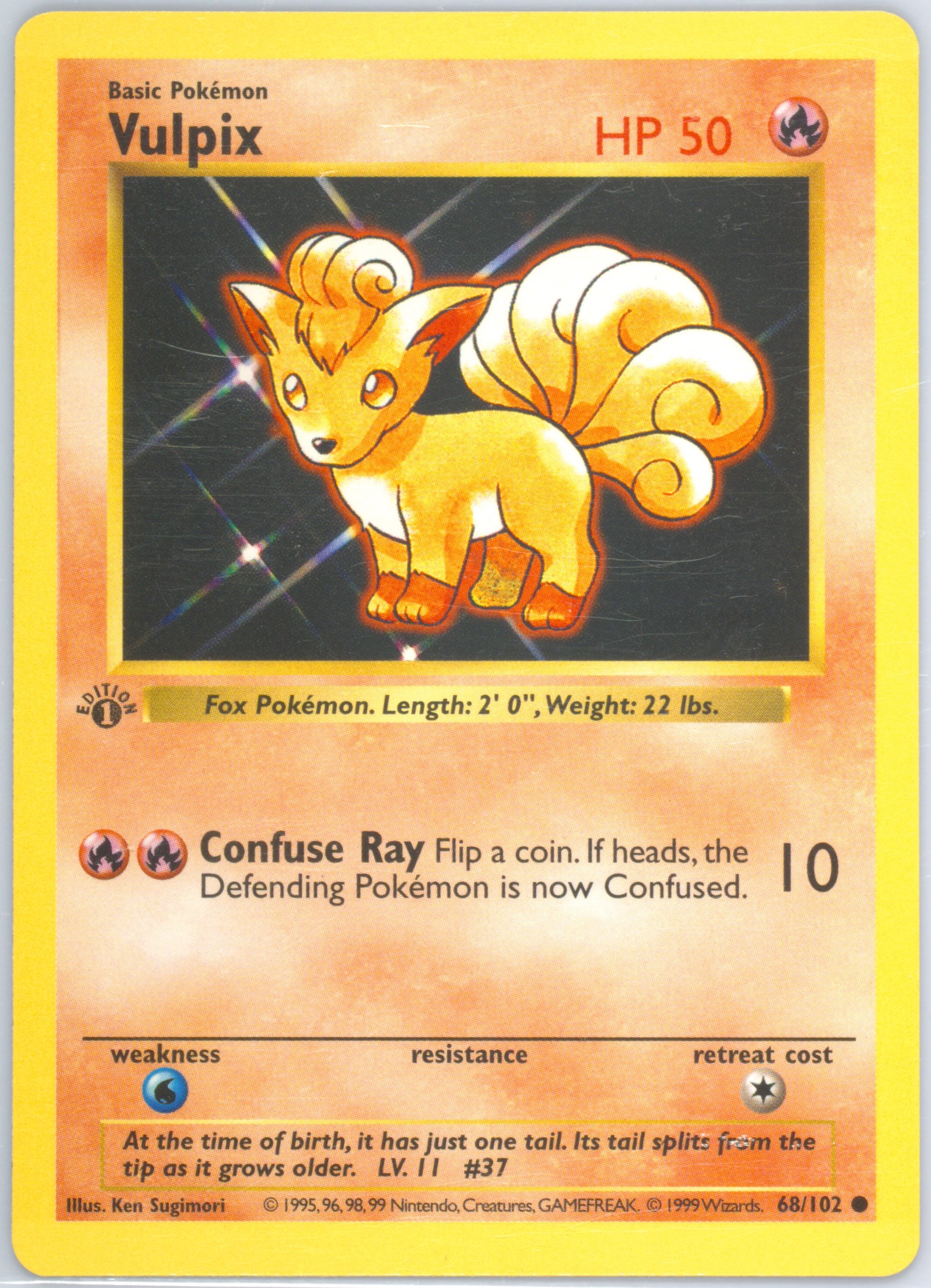 ロコン Vulpix　ポケモンカード　英語版　初版　シャドーレス　1999年表示 Spec Details