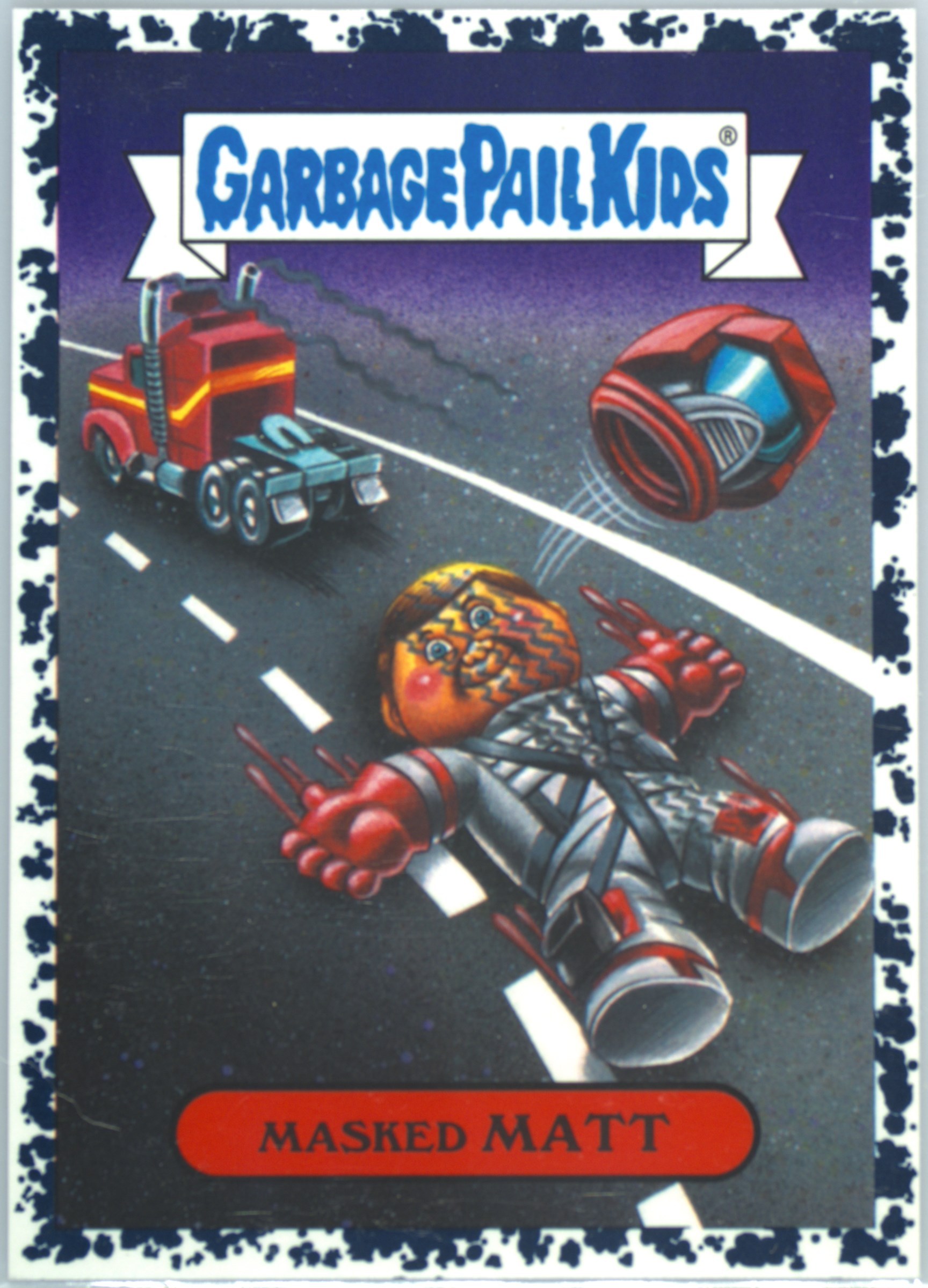 2018 Topps Garbage Pail Kids Series 1 80'S Cartoons Stickers Bruised #4a Masked Matt front
