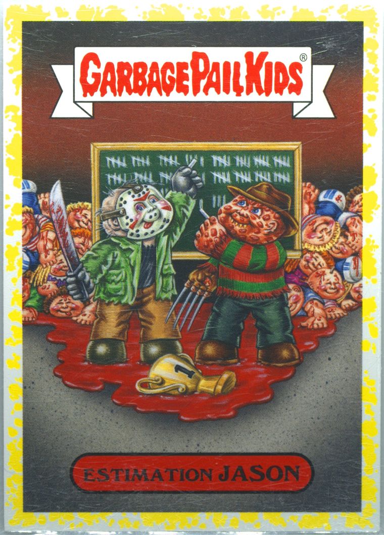 2019 Topps Garbage Pail Kids Series 2 Revenge Of Oh, The Horror-Ible Slasher Film Sticker SLASHER FILM STICKER-YLW. #5b Estimation Jason front