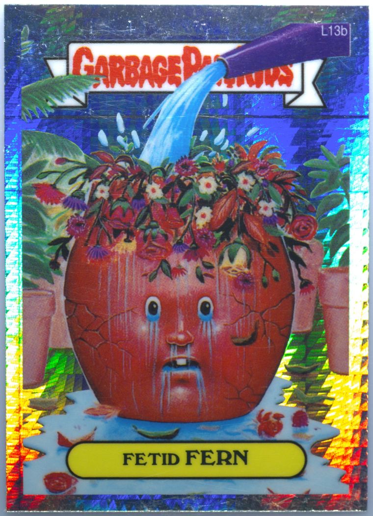 2013 Topps 2013 Garbage Pail Kids Chrome Series 1 Lost Prism Refractor #L13b Fetid Fern front